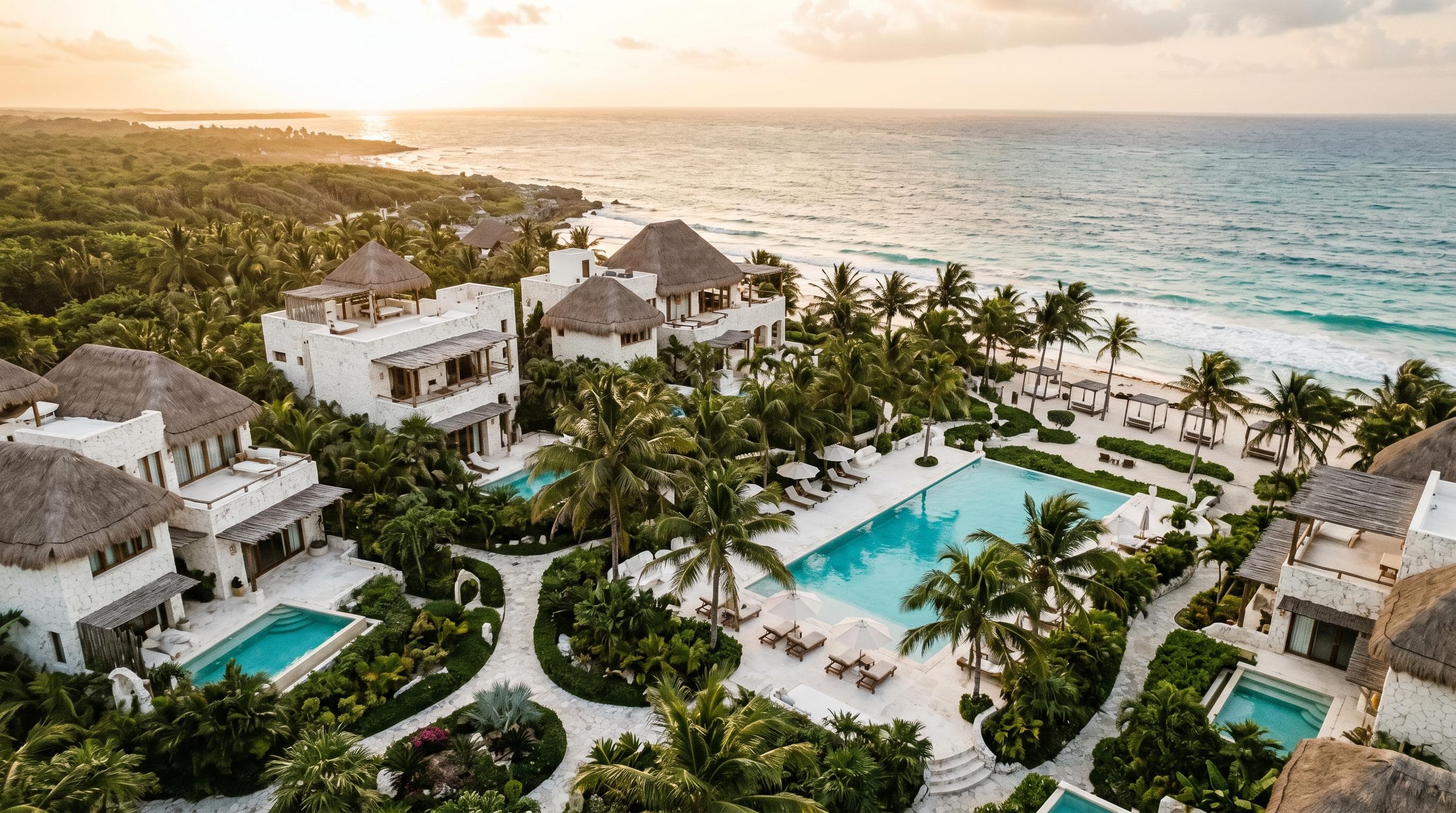 Luxury Tulum villa aerial view